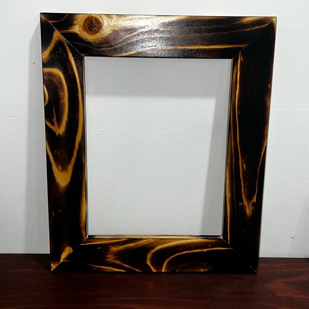 Rustic Burnt Wood Picture Frame - Picture 1 of 3